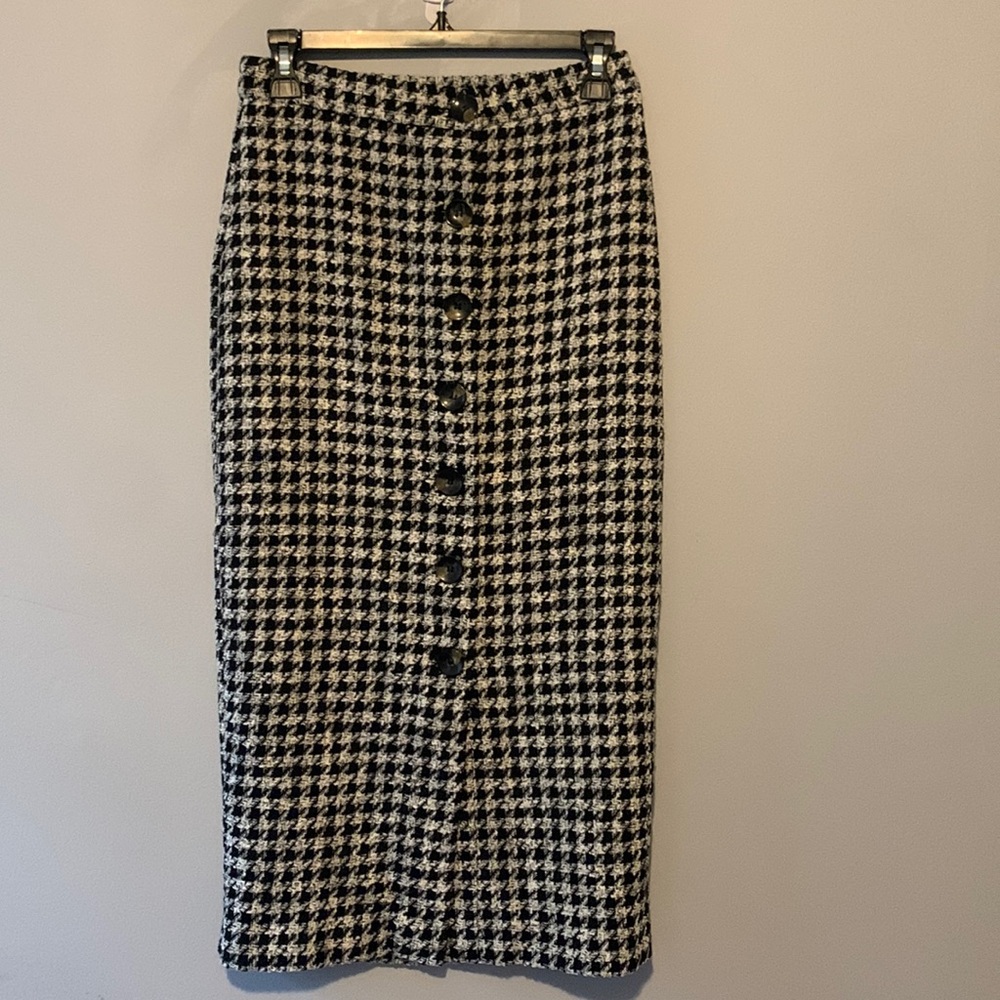 Zara Houndstooth Woven Skirt